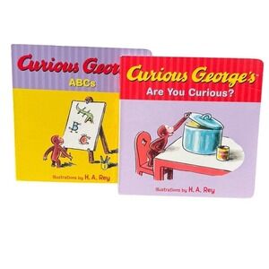 Curious George ABCs and Are You Curious? Board Book Set H.A. Rey Lot of 2
